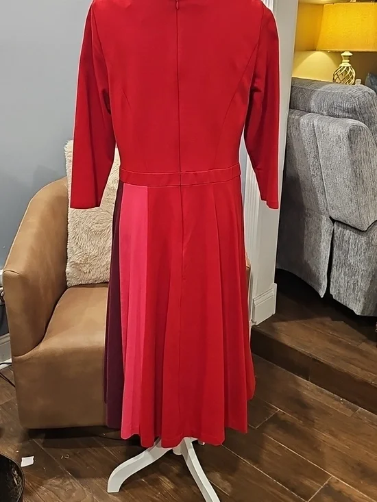 Boden Claudia Colorblock Dress Red/Pink/Aubergine Sz 14R EUC - Picture 6 of 11